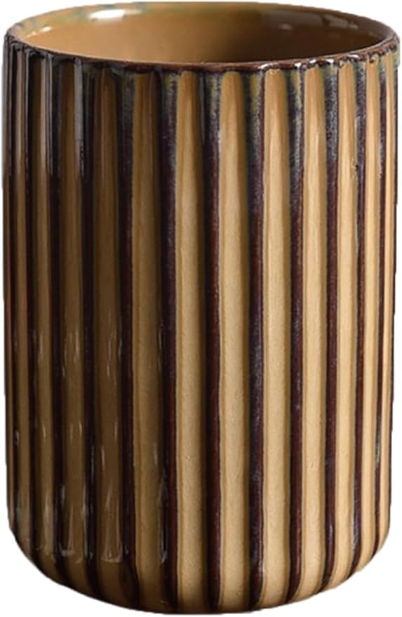 Vinitage Ceramic Mug, Japanese Tea Cup 10oz Striped Cup No Handle Drinking Cup