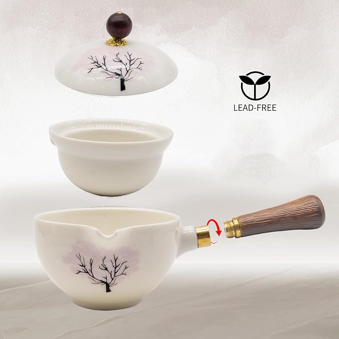 LURRIER Porcelain Chinese Gongfu Tea Set, Portable Teapot Set