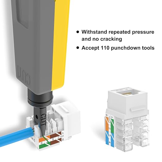 VCE Cat6 RJ45 Keystone Jacks UL Listed 50-Pack, Punch Down Ethernet Wall Jack
