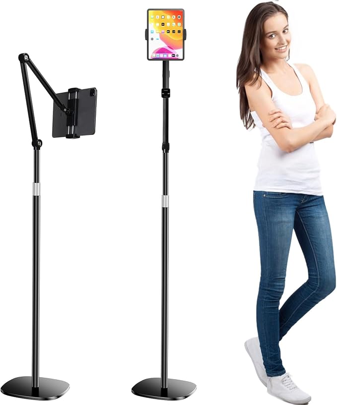 OATSBASF Tablet Floor Stand, Overhead Bed Phone Mount, Height & 360 Degree