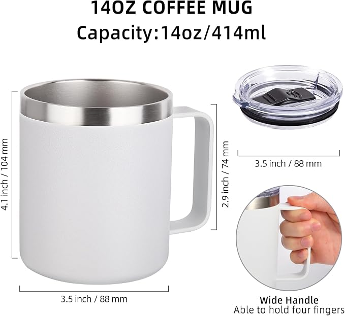 Volhoply 14oz Insulated Stainless Steel Coffee Mug