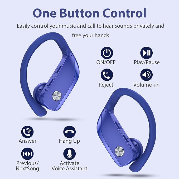 bmanl Wireless Earbuds Bluetooth Headphones 48hrs Play Back Sport Earphones