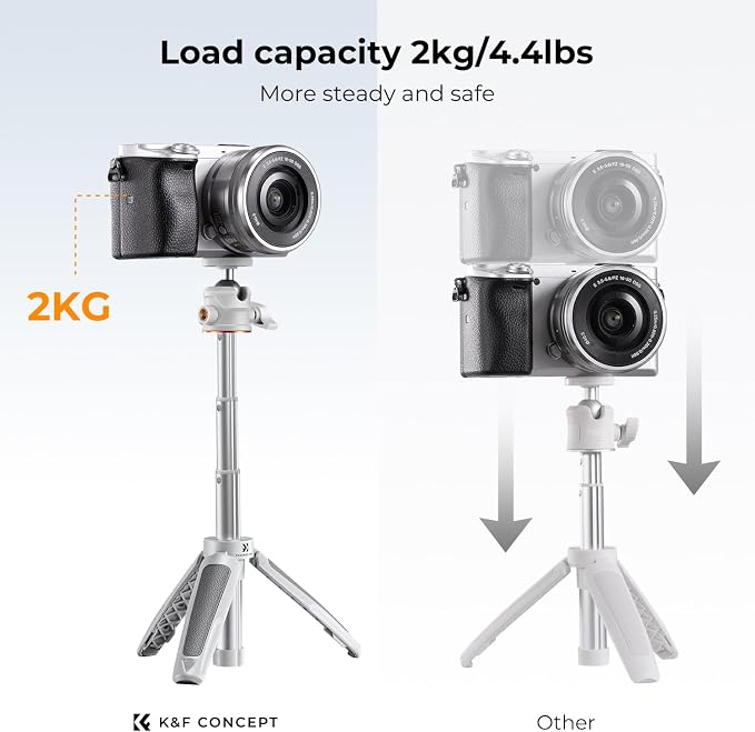 K&F Concept Selfie Stick Tripod, 360 Degree Rotation Mini Phone Stand