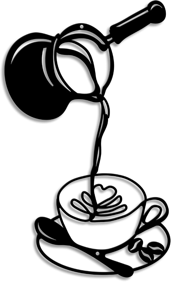 Oubasa Metal Pour Coffee Cup Wall Decor, Minimalist Cafe Themed