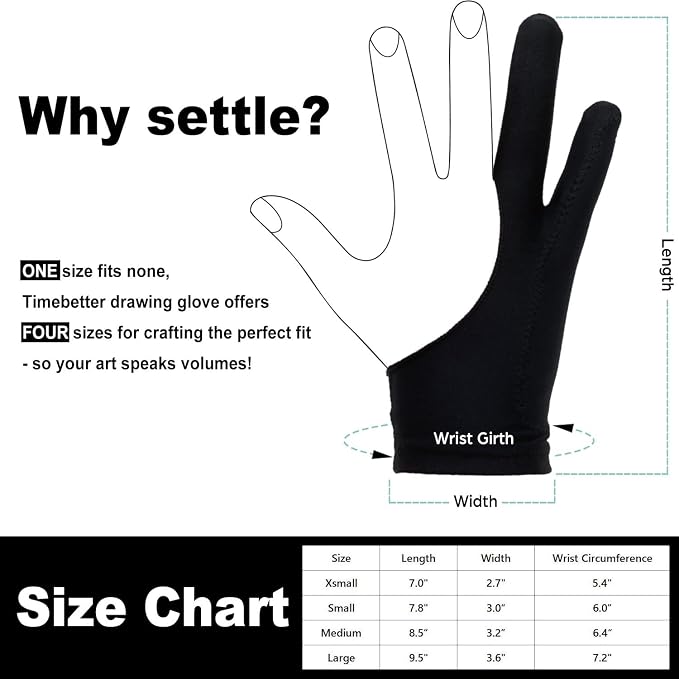 Drawing Glove, Artist Glove for Drawing Tablet iPad, Digital Art Palm Rejection