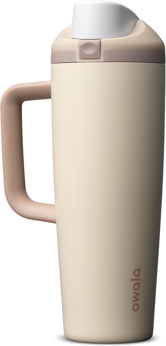 Owala FreeSip Tumbler Stainless Steel Water Bottle 30 oz Lightly Toasted |
