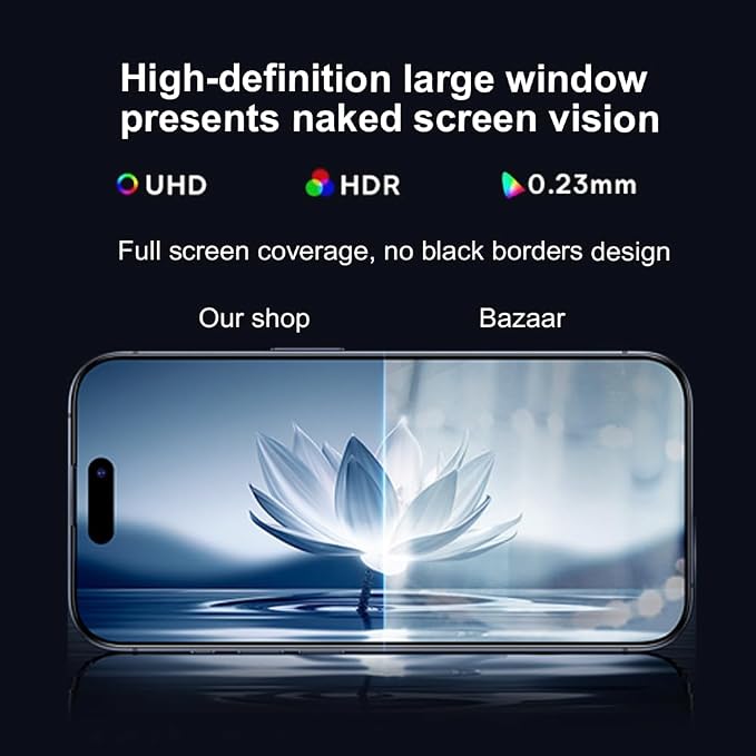 OneFish Screen Protector for Iphone 16 Pro Max, HD Clarity Tempered Glass Film