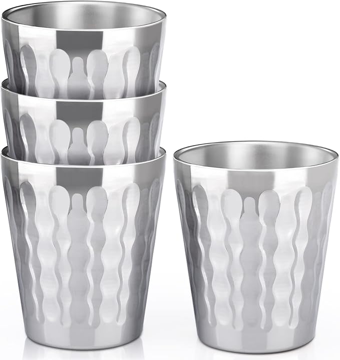 Beasea 10oz Stainless Steel Cups, 4 Pack Double Wall Metal Stackable Insulated