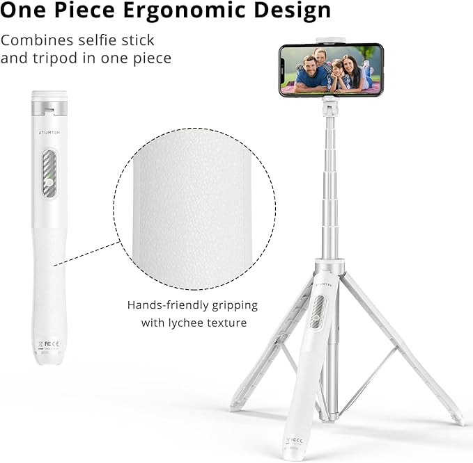ATUMTEK 51" Selfie Stick Tripod, All in One Extendable Phone Tripod Stand