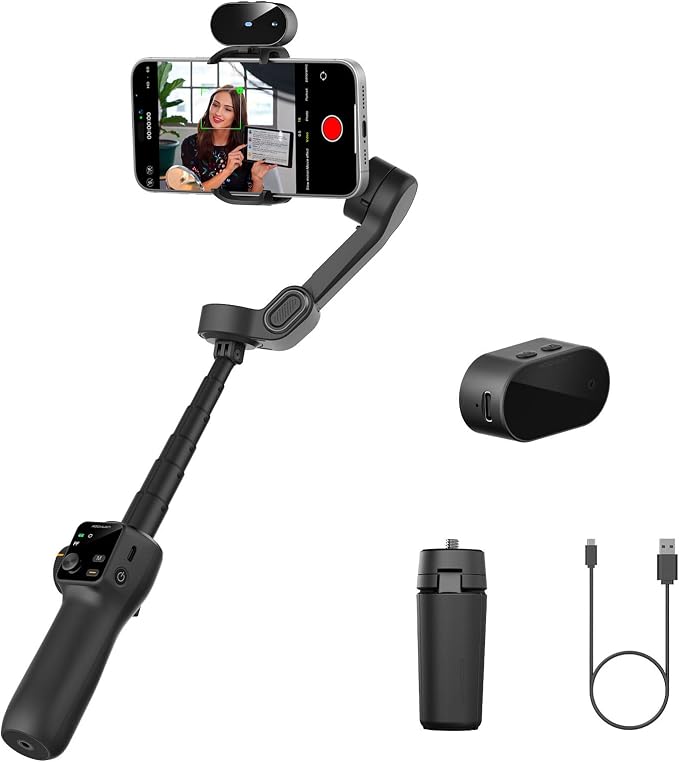 3-Axis Gimbal Stabilizer for iPhone & Android, NO APP AI Tracking, 7.8'