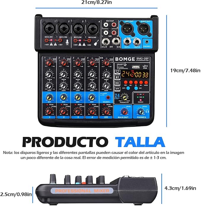 BOMGE 6 Channel mini DJ Audio sound mixer console