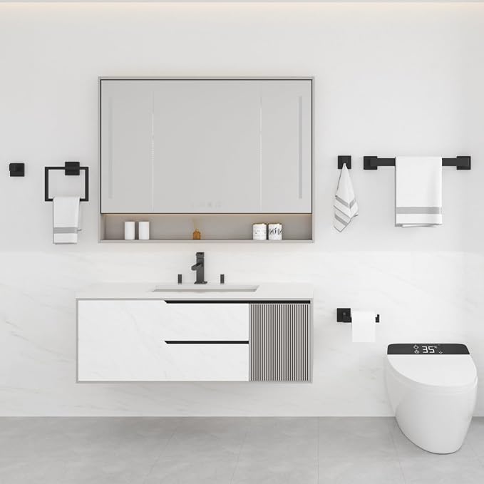 Bathroom Hardware Accessories Set: 5-Pieces Bath Towel Bar Set
