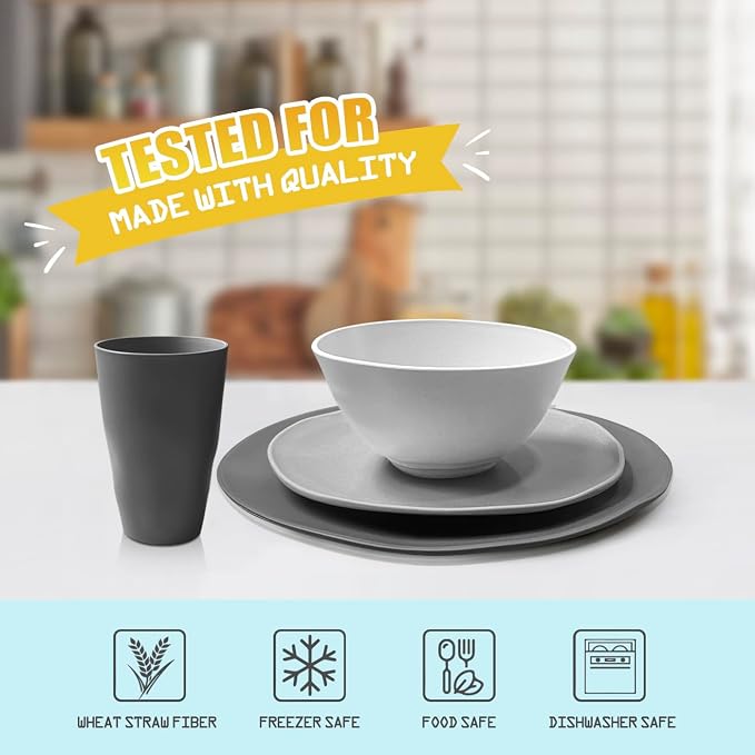 Teivio 32-Piece Plates and Bowls Sets