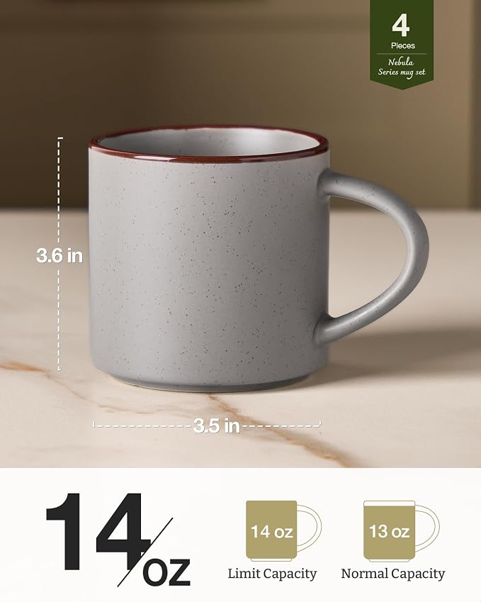 famiware Coffee Mugs Set of 4, Nebula 14oz Coffee Mugs Ceramic Cup Set |
