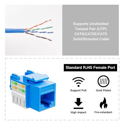 iwillink 10Gbps Cat6 Keystone Jack, RJ45 Keystone Jack 25-Pack and Keystone