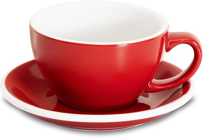 Loveramics Latte Art Mug with Saucer, 10 oz Ceramic Coffee cups with Round