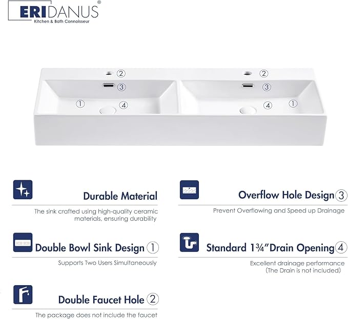 Bathroom Vessel Sinks 48" x 16.5"