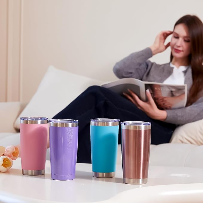 MEWAY 20oz Tumbler 4 Pack Double Wall Vacuum Insulated Travel Mug Bulk