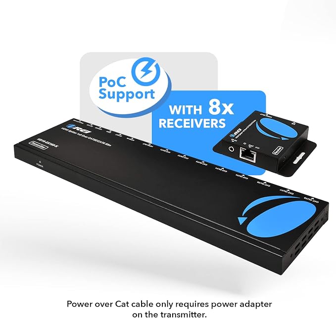 OREI 4K 1x8 HDMI Extender Splitter Multiple Over CAT 6/7 Cable
