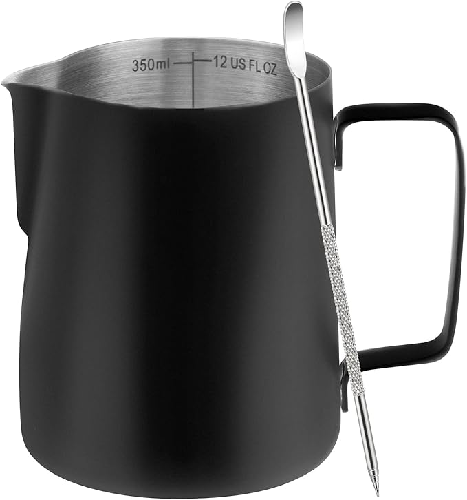 Amrules Milk Frothing Pitcher, 12oz Milk Frother Cup