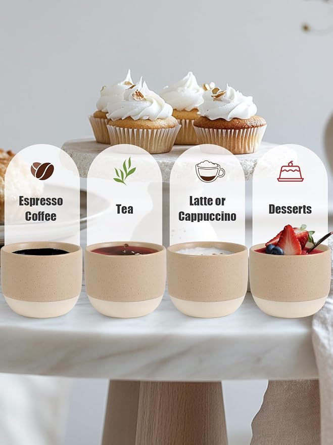 INGOFIN Ceramic Espresso Cup Set of 4-4.2 oz Espresso Cup