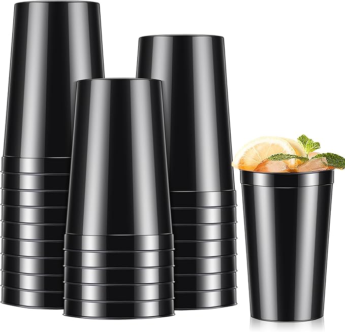 Mifoci 24 Pcs Stadium Plastic Cups Blank Reusable Drink Tumblers Bulk Stackable