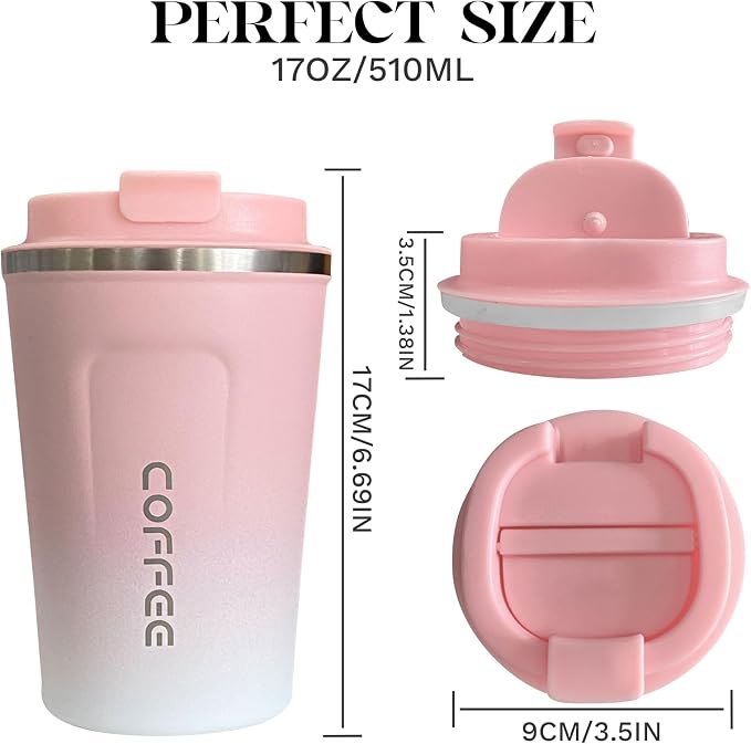 Insulated Travel Coffee Mug, Stainless Steel Coffee Cup