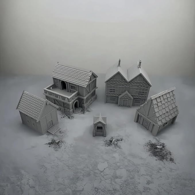 Paintable Tabletop Miniature Little Town Building Terrains Compatible - 18mm
