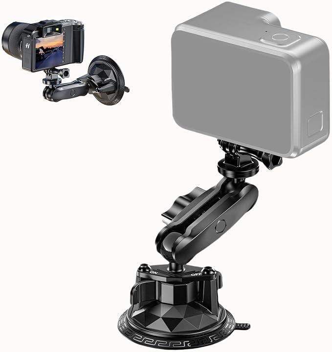 Camera Suction Cup Mount with Ball Head Magic Arm, Twist-Lock Composite Suction