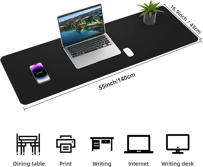 AFIING Leather Desk pad Protector, Large Non-Slip Office Desk Mat