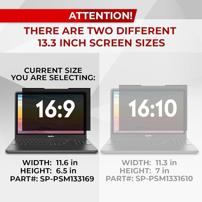 Magnetic Laptop Privacy Screen 13.3 Inch 16:9