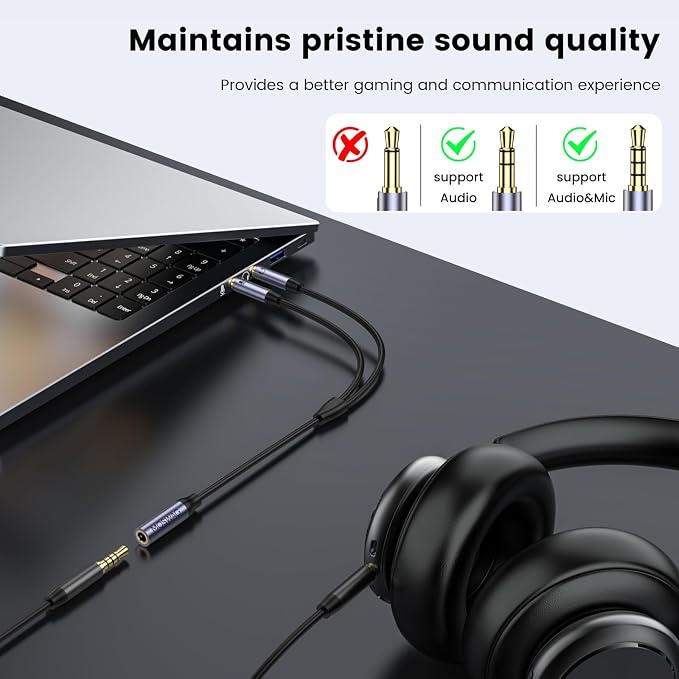 MOSWAG Headphone Splitter for Computer, 3.5mm Female to Dual 3.5mm Male Cable