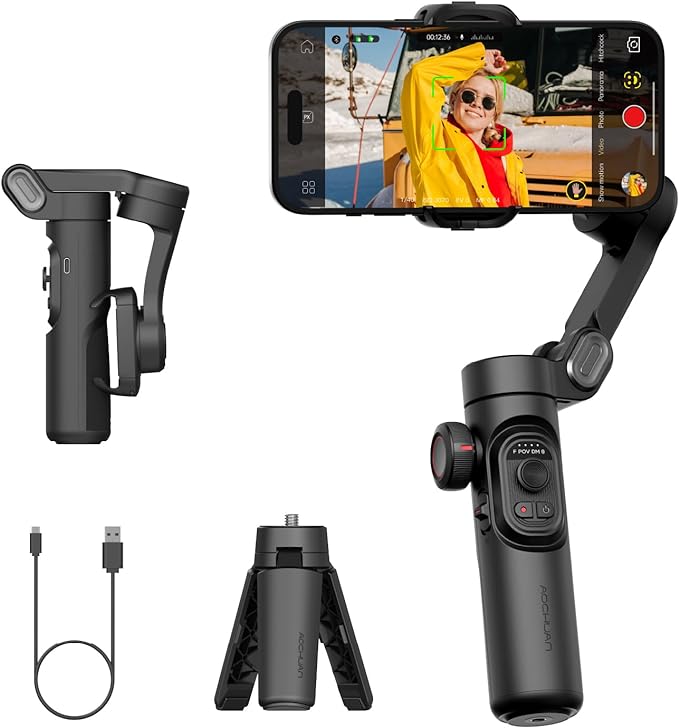 Gimbal Stabilizer for Smartphone, iPhone Gimbal w/Focus Wheel Face/Object