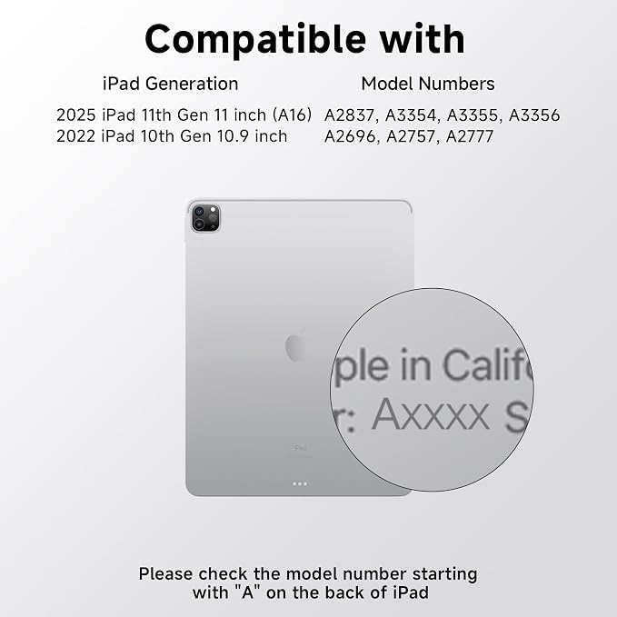 iPad Keyboard Case for iPad 10th Gen & 11th, Magic Wireless Keyboard