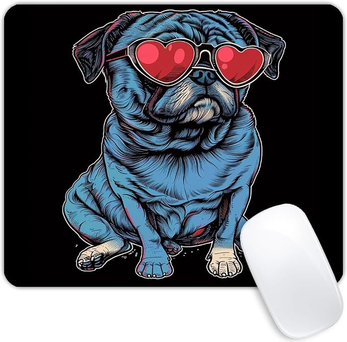 Square Mouse Pad Cool Dog with Sunglasses-1, Gaming Mouse Pads