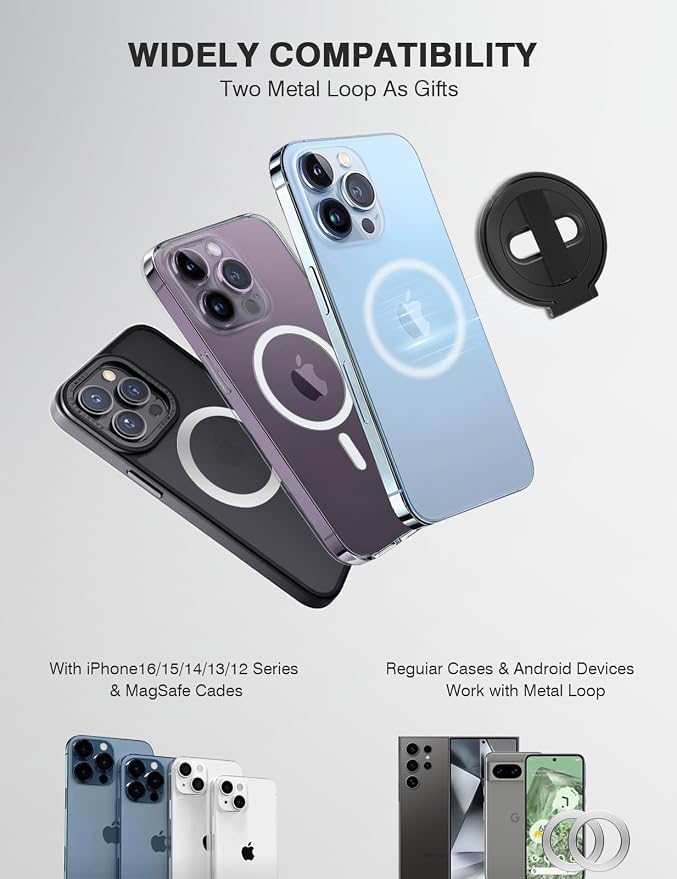 Grat 2 Magnetic Phone Grip Kickstand, Phone Loop Holder, Dual-Sided Magnet Ring