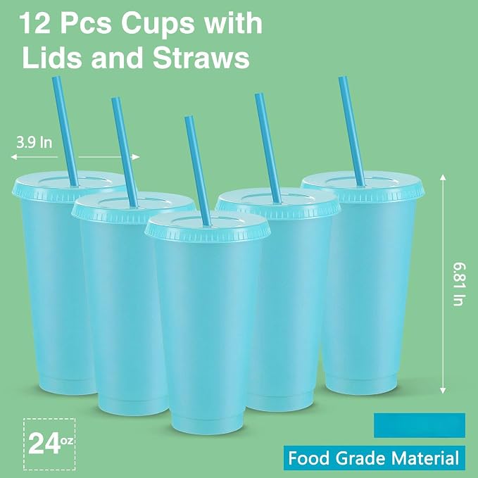 Amyhill 12 Pcs Reusable Plastic Cup