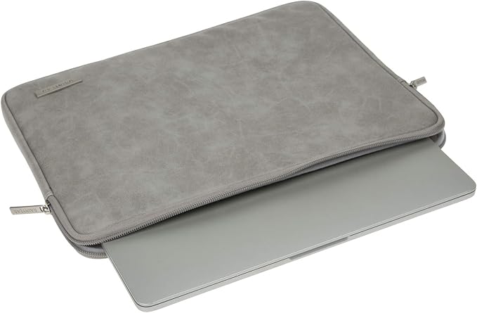 RAINYEAR 15.6 Inch Laptop Sleeve Protective Case PU Suede Leather Zipper Padded