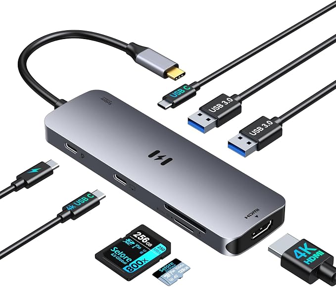 USB C Hub HDMI Adapter for MacBook Pro/Air, 8 in 1 USB C Video Hub