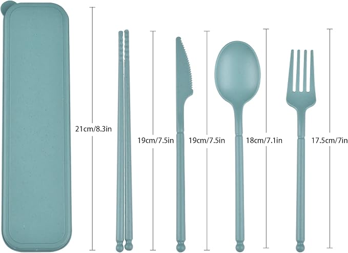 Travel Utensils with Case, Camping Reusable Utensils Set with Case | Plastic