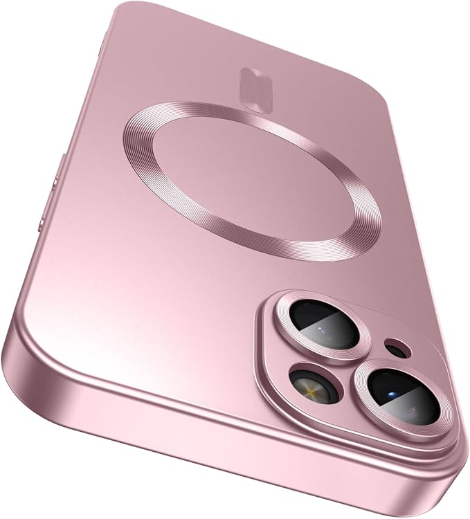 Magnetic for iPhone 15 Case Slim Soft Silicone Bumper Shockproof Metallic Shine