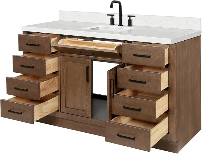 Hepburn 60 Inch Single Rectangle Sink Bathroom Vanity