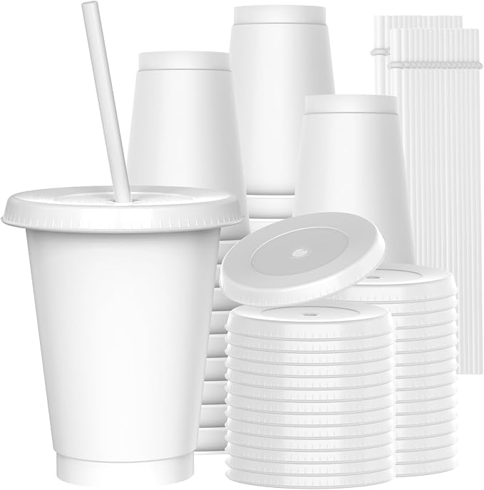 16 oz Reusable White Plastic Cups