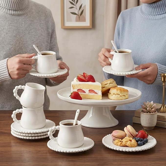 8 Ounce Cappuccino Cups Set of 6, Ceramic Coffee Cups