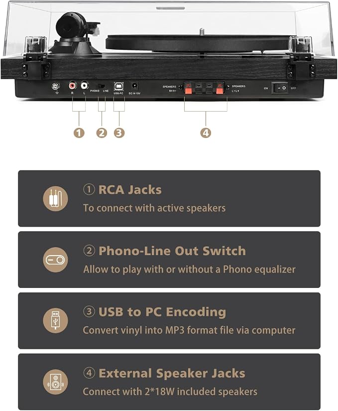 Record Player Vinyl Bluetooth Turntable