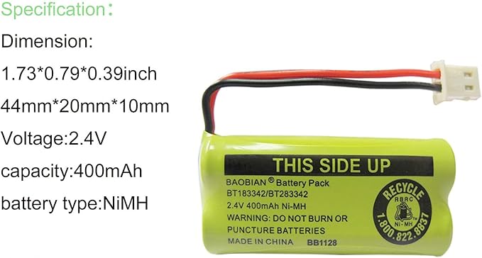 2.4V 400mAh Cordless Home Phone Battery