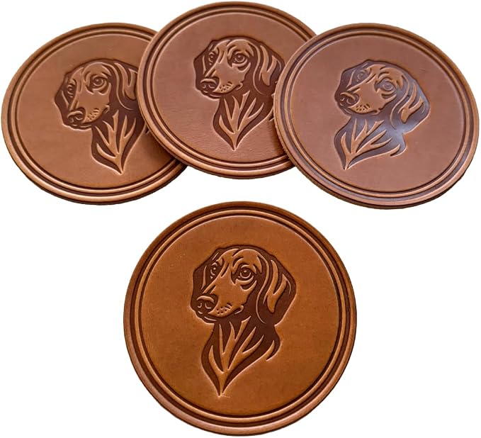 Dog Breed Leather Coasters – Premium Full Grain Table Protectors