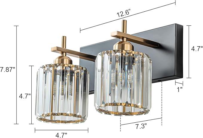 2-Light Crystal Bathroom Vanity Lights