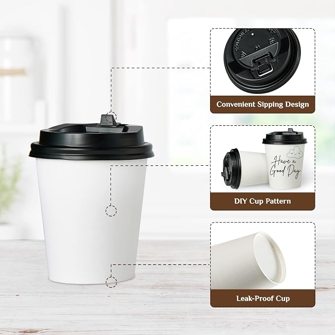 Vplus 500 Pack 8 OZ Paper Coffee Cups