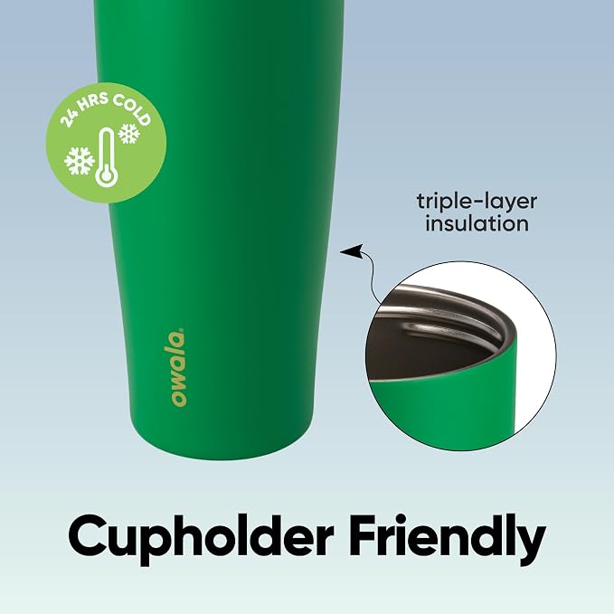 Owala FreeSip Tumbler Stainless Steel Water Bottle 40 oz Putting Green |